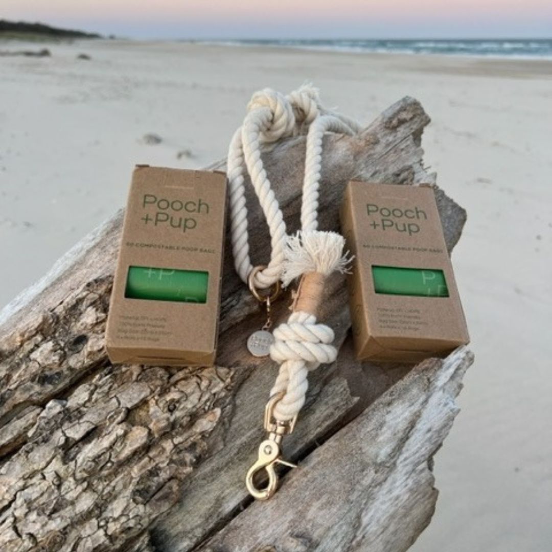 Natural Cotton Rope Lead + Earth Friendly Poop Bags