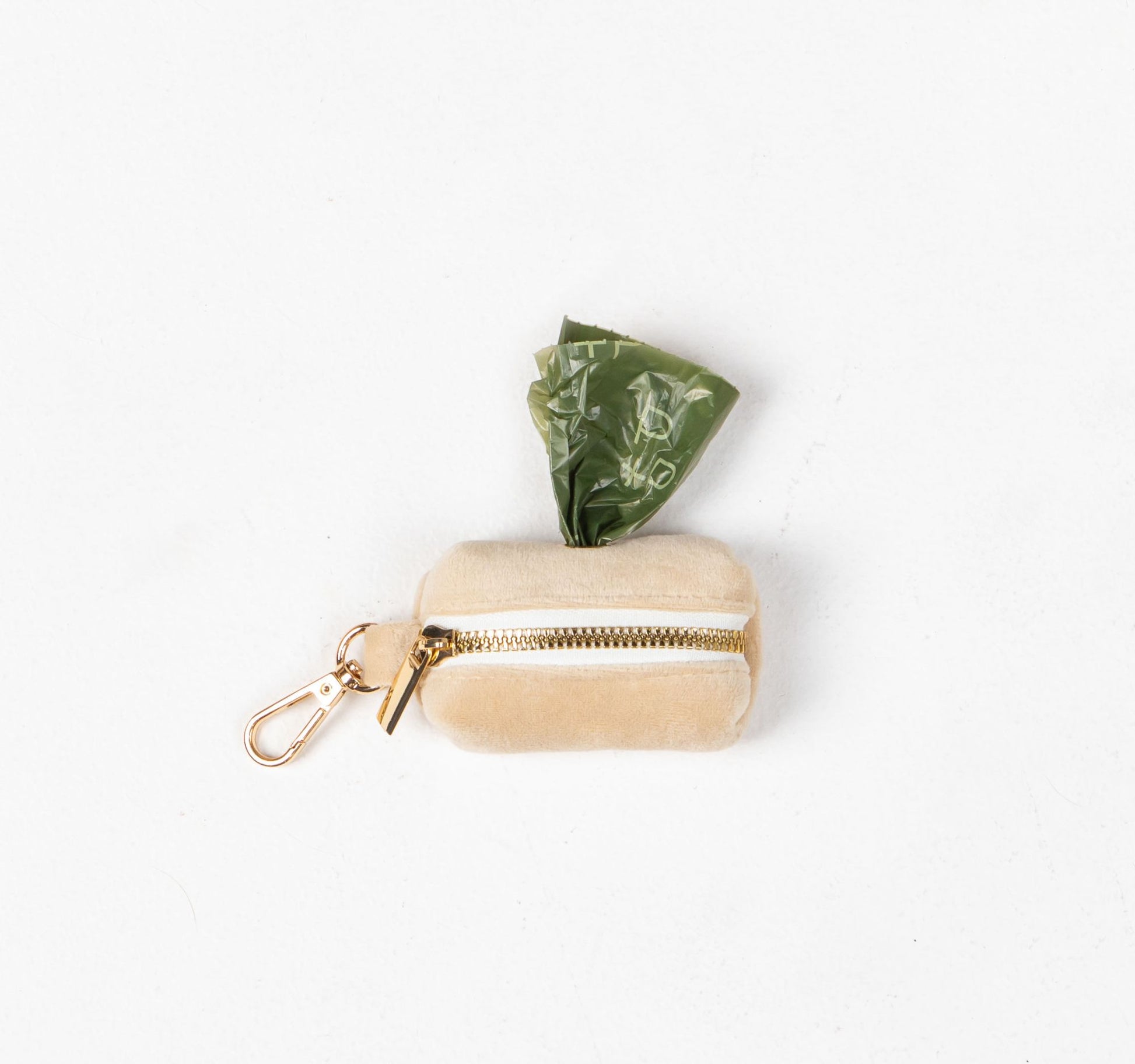 Beige velvet poop bag holder