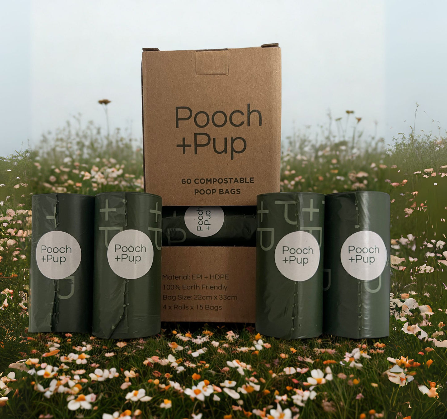 Olive tough dog poop bags